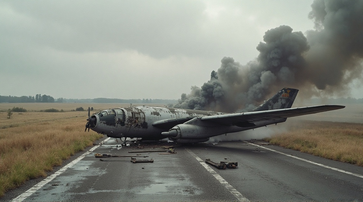 Aerial view of the Learjet 45 crash site in Baramati where Ajit Pawar died, highlighting the 28-day safety gear delay.