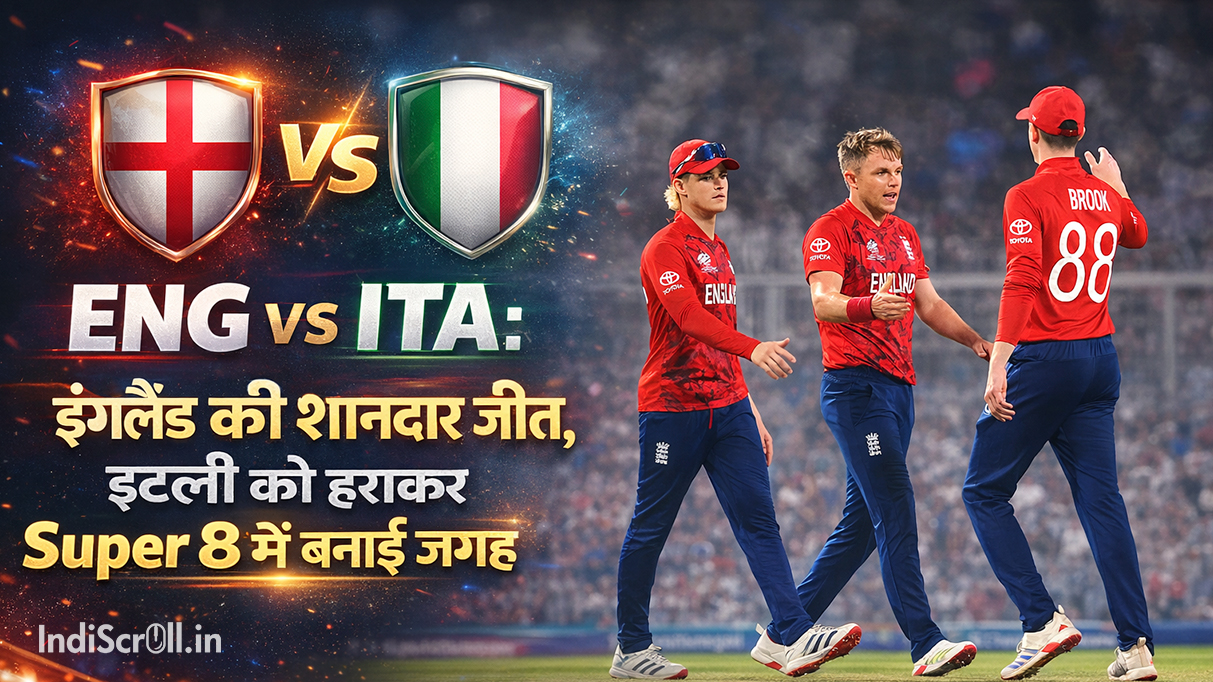 England cricket team players celebrate a 24-run victory over Italy at Eden Gardens to qualify for the T20 World Cup Super 8s.