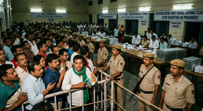 Anxious voters in West Bengal discussing the 2026 Assembly Election results as BJP secures a historic majority.